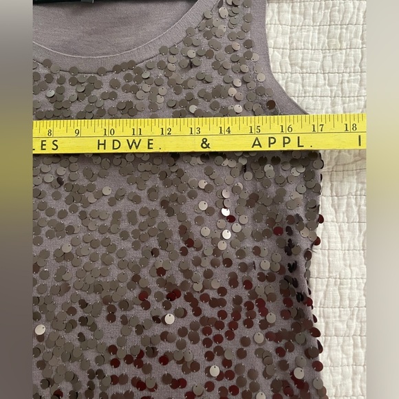 Eileen Fisher Sequined Bling Shell Tank Top Gray 100% Merino Wool Petite Medium - Picture 7 of 8
